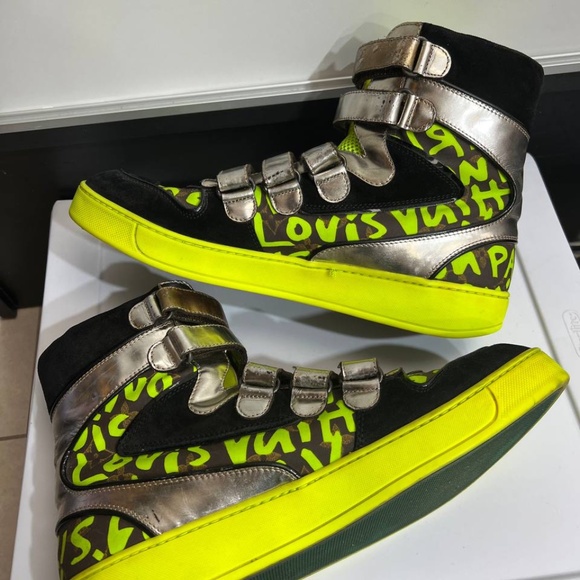 Louis Vuitton Stephen Sprouse GRAFFITI SNEAKERS High top Size 10 US Spellout - Picture 3 of 12